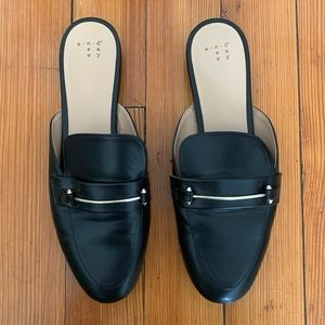 Black Slide On Mules